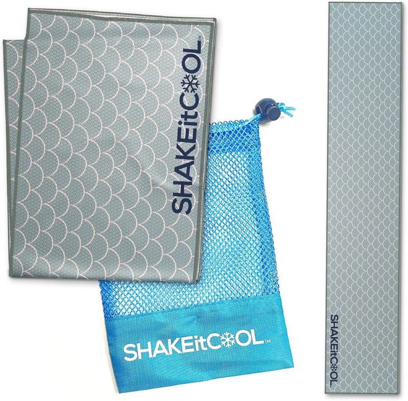 SHAKEitCOOL Original Cooling Towel – Be Cool in Style - Heat Relief, Soft, Lightweight, Sun Protection, Easy Clean - Perfect for Biking, Running, Yoga, Gym, Gardening - Green Scale - Image 1